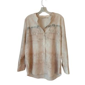 Womens Soft Surroundings Watercolor Adriana Blouse Shirt Tunic Top Cream Size LP